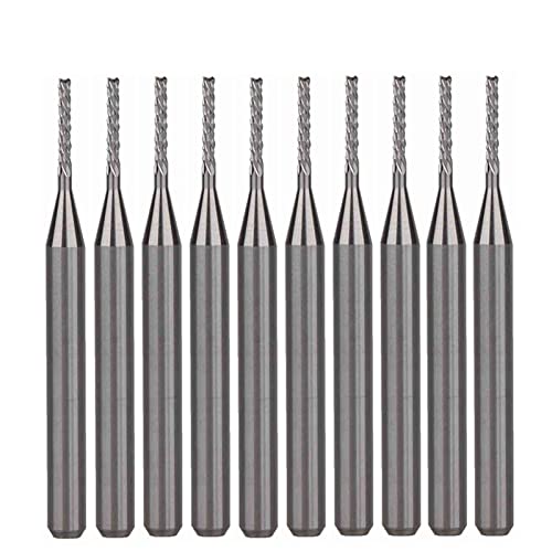 BERWENNY 10Pcs 3.175/1.0/7.0mm Left-Hand Down Cut End Mills Corn Teeth Bit Milling Cutter