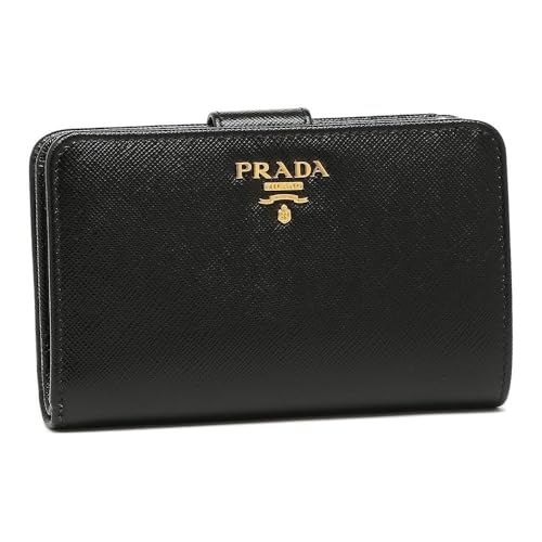 [プラ.ダ] 財布(二つ折り財布) ネロ サフィアーノ レザー 1ML225QHHメタル レタリング ロゴ バイフォールド ウォレットミディアム財布[並行輸入品] (ブラッ ク)