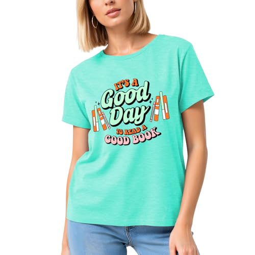 Image of It's a Good Day to Read a Good Book Shirt Women-Cute Librarian Read Short Sleeve Book Lovers Tee Tops