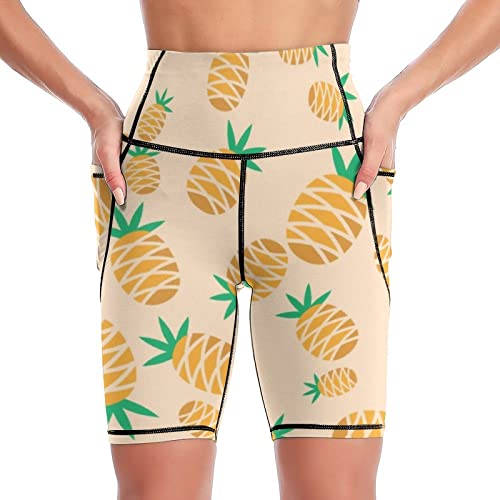 Yuzheng Pantalones Cortos De Yoga Piña Naranja Pantalones Deportivos para Mujeres