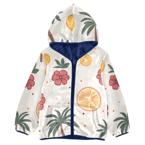 Tropical Fruit Girls Fleece Jacket Girls Fall Jacket Girls Zip Up Hoodie Girls Sherpa Jacket 2-10T