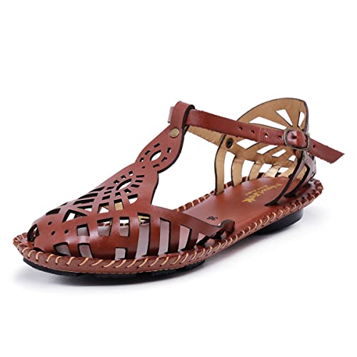 Sandália Feminina de Couro Rasteirinha Artesanal Confortável Havana 36