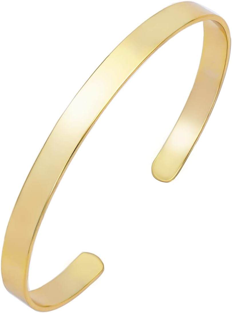 14K Gold Starfish Shell Cuff Bracelet Open Bamboo Cuff Wrist Bracelets for Women Chunky Bangles