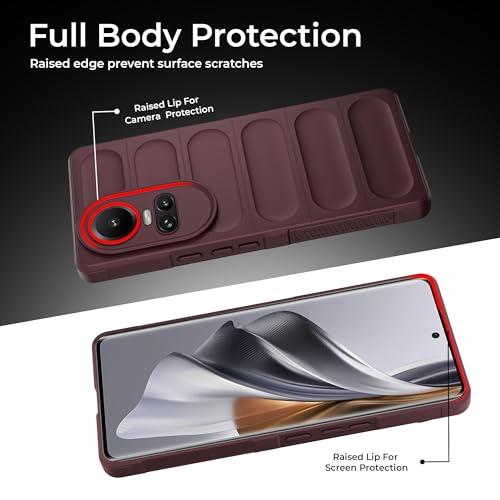 Image of A rtistque Back Cover Case for Oppo Reno 10 5G / Oppo Reno 10 Pro 5G |with Inner Fabric|Liquid Stripe Silicone|Camera Protection|Anti Slip Grip|Oppo Reno 10 5G Back Cover - Maroon