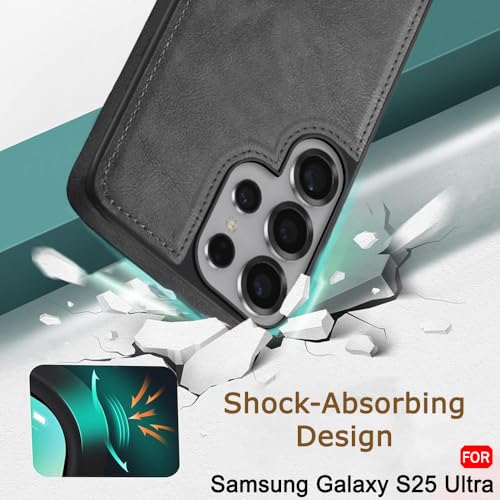 Image of TheGiftKart Genuine Leather Finish Back Cover Case for Samsung Galaxy S25 Ultra 5G | Shockproof Design | Camera & Screen Protection | Stunning Minimalist Design Back Cover Case (Black, Grey)