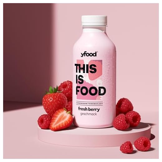 yfood Trinkmahlzeit Fresh Berry - 12 x 500 ml für unterwegs & stressige Tage - vollwertig & ready-to-drink mit 30g Protein, 26 Vitaminen und Mineralstoffen - inkl. 3 € Pfand