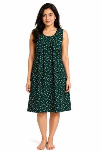 Image of Onekbhalo Women Cotton Night Dress Printed Culf Length Night Gown Short Nighty