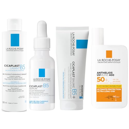 Image of Bundle of La Roche-Posay Cicaplast B5 Gentle Soothing Wash 200ml + Cicaplast B5 Hydrating Face Serum, 30ml + Cicaplast Baume B5+, 100ml + Anthelios UVMune 400 Invisible Fluid SPF50+, 50ml