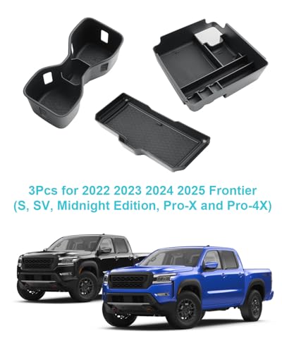 Image of CDEFG 3Pcs for 2025 2026 Frontier Center Console Organizer for 2022-2025 2026 Nissan Frontier Accessories Middle Console Tray Armrest Storage Box Cup Holder