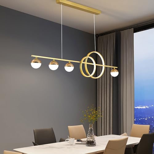 Lampe à suspension LED à intensité variable dorée pour bureau et cuisine