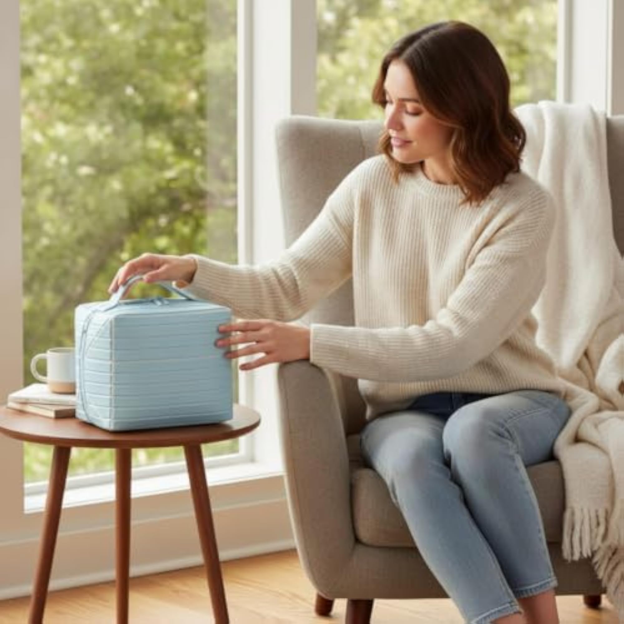 Structured Cosmetic Storage Bag, Geometric Makeup Organizer