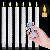 PINEAPPLE Flameless Taper Candles Battery Operated Flickering with Remote - 6 Pack 9.8 Inches Spiral