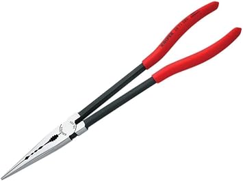 Knipex Long Reach Needle Nose Pliers with transverse profiles black atramentized, plastic coated 280 mm self-service card/blister 28 71 280 SB