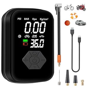 JINER Compresor Aire PortÃ¡til, 150PSI Inflador Ruedas Coche, 4000mAH Compresor Aire Coche, Hinchador Ruedas Coche con Luz LED para Coche, Bicicletas, Motoy