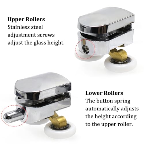 GYSRXS 23 mm Universal Shower Enclosure Rollers Set of 4 Sliding Shower Door Rollers for Glass 4-6 mm (2 Upper Rollers +2 Lower Rollers) - Image 3