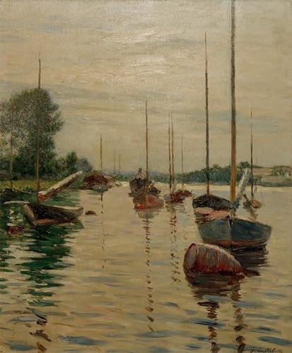 Peinture murale Bateaux de Caillebotte pour décoration de salon moderne et élégant en 60x90cm