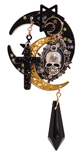 Gk-O Gothic Girls Cross Pentacle Stars Moon Skull Hair Clip Lolita Girls Headwear #TOP13