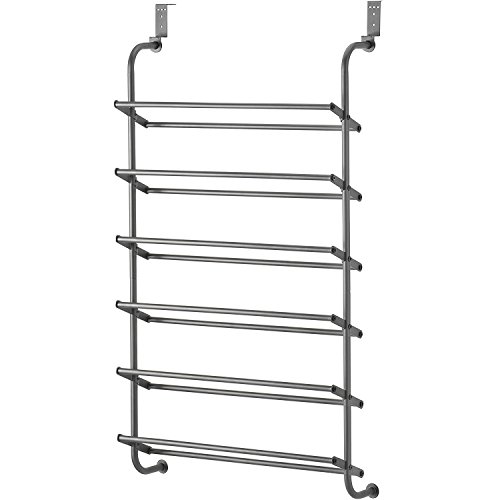 Whitmor 6 Shelf Over The Door Gunmetal Gray Shoe Rack, 7.5x22.625x41.80