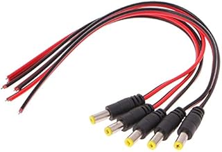 Davitu Electrical Equipments Supplies - New 5 Pcs 5.5x2.1mm Male DC Power Plug Connector CCTV PSU Pigtail Cable Jack 12V
