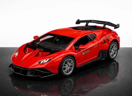 Image of 1:36 Scale Lamborghini Huracan STO Die-Cast Toy Car - Alloy Pull Back Vehicle with Openable Doors, Realistic Detailing Sports Car Model for Kids, Boys & Collectors (Black)