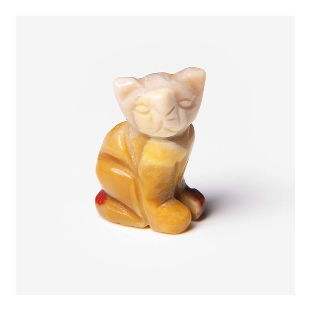 SnamicE Natural crystal rough 1PC Cat Eagle Statue Lucky Natural Carving Crystal Stone Animals Figurines Stone Decoration Gifts Crafts,9.mookaite Cat