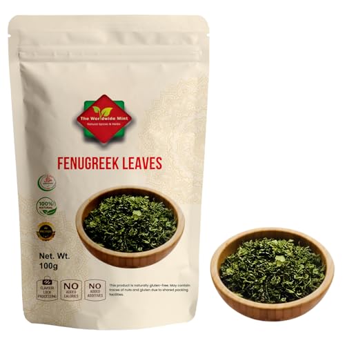 Fenugreek Leaves (100g/3.52oz) | Kasuri Methi | Dry Fenugreek Leaves - Pefrect for Savory Flavors Cooking & Baking | Premium Quality | 100% Natural