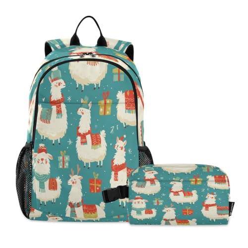 Sac à dos pour étudiants robuste et sac d'école léger durable moutons de Noël