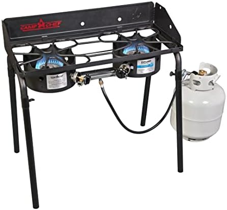 Camp Chef Explorer Two-Burner Stove - Portable Camping Cooking Stove for Outdoor Cooking - 448 Sq In Cooking Area - 14"