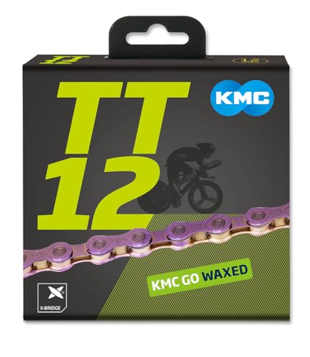 KMC | Wax TT 12 High-Precision 12-Speed Bicycle Chain | for Triathlon and Time Trial | Shimano, SRAM, and Campagnolo Compatible | Missing Link Included | Neo Chrome