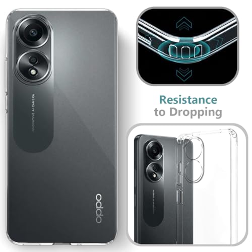 Image of Fashionury Shockproof Crystal Clear Back Cover Case for Oppo A58 | Transparent Back Cover Case | Raised Bumps for Camera & Screen Protection | 360 Degree Protection for Oppo A58 4G