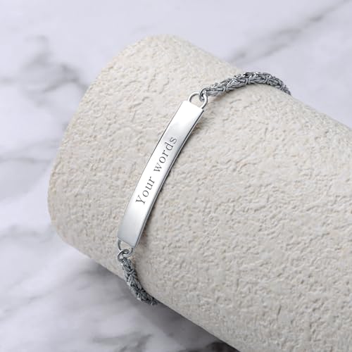 PEIMKO Custom Engraved Byzantine Sterling Silver Bracelet Personalized Bracelet - Custom Name Bracelets for Mom, Wife or Her - Perfect for Birthday, Christmas or Mother's Day Gift3