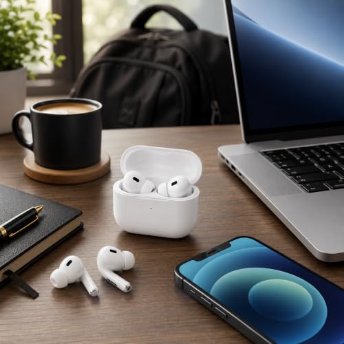 Image of Air Tiger Pro Wireless Bluetooth Earbuds with Fast Charging, HD Sound, Touch Controls, Noise Reduction Mic, Low Latency Gaming Mode, Long Battery Backup, Type-C Charging, White