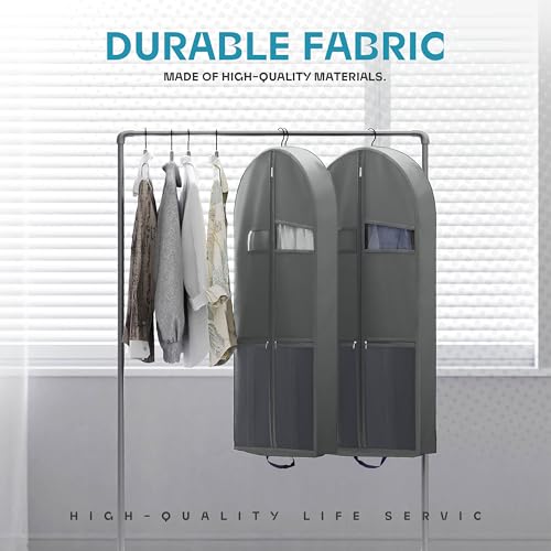 Image of Lazebox 43 inch Travel Garment Bag with Accessories Zipper Pocket, Heavy Duty Suit Bag for Suits, Tuxedos, Dresses, Coats, Grey, 1 pack