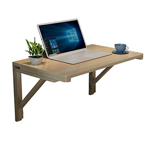 Preisvergleich Produktbild PENGFEI Massivholz Faltung Computertisch Wandtisch Klappbar Wandklapptisch Schreibtische Büro Regal Platz Sparen, 7 Größen (Farbe : Holzfarbe, größe : 70x40CM)