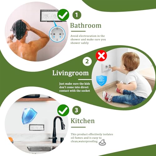 Schalter Abdeckung Steckdosenabdeckung, Typ 86 Flip Steckdose Abdeckung für 3 Fach, Ohne Bohren Hauchdünn Wasserdicht Steckdosenschutz Abdeckungen für Badezimmer, Zuhause, Draußen