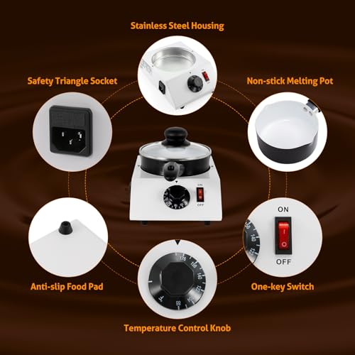 Image of WICHEMI Chocolate Melting Pot Chocolate Melter Chocolate Tempering Machine | Chocolate Warmer, Chocolate Melting Machine, Electric Chocolate Melting Pot for Candy, Sugar, Butter, Cheese, Cream, Milk
