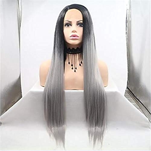 Perruque synthétique lacet avant longue 20 pouces cheveux lisses