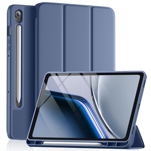 Vobafe Hülle für Samsung Galaxy Tab S10 Lite/Tab S10 FE/S9 FE 10.9 Zoll/S9 11 Zoll mit S Pen Halter Dünne weiche TPU-Schutzhülle mit Standfunktion Auto Schlafen/Wachen Blaugrau