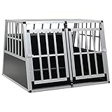 vidaXL Durable Aluminium and MDF Dog Cage for Car Travel with Double Door -...