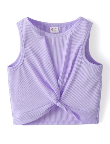 PATPAT Girls Kids Solid Cute Athletic Dance Shirts Tank Crop Tops Preppy Clothes Outfits for Girls Size 6-12Y