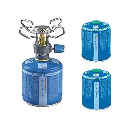 FORNELLO A Gas da Campeggio BLEUET Micro Plus + 2 CARTUCCE A Gas CV 470 con Sistema Removibile