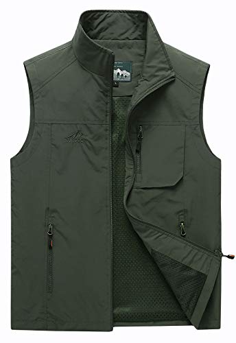 Flygo Mens Summer Lightweight Outdoor Work Fishing Photo Travel Hiking Vest Jacket