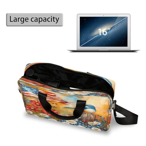 Bolso para portátil impermeable 16 pulgadas flores bandera USA miniatura 5