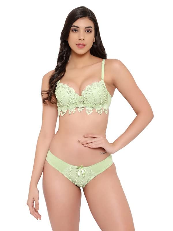 Image of Brachy Women Elegant Lace Push Up Bra Panty Set Bridal Set Underwired Lingerie Set for Women Solid Padded Set Honeymoon Bikini Set