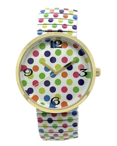 Montre à quartz femme Varsales à aiguilles et bracelet extensible à pois