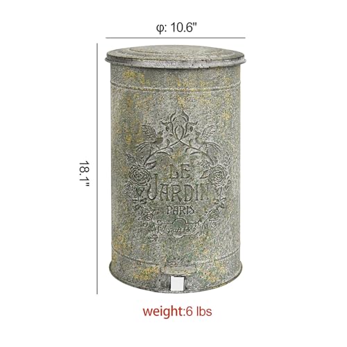 Image of Retro Outdoor Trash Can with Lid 17L /4.5 Gallon Waste Container with Pedal Garbage Poop Bin Kitchen Waste Bins Touchless Bathroom Garbage Can Room Park Garden Decor