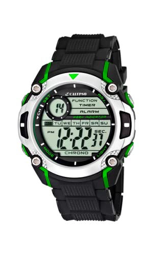 CALYPSO Reloj Digital Hombre de Caucho Negro Reloj Deportivo Hombre   Resistente al Agua 10 ATM Fecha y Calendario, Cronógrafo, Doble Horario, Luz, Alarma, 12 y 24 Horas K5577/3 Digital for Man