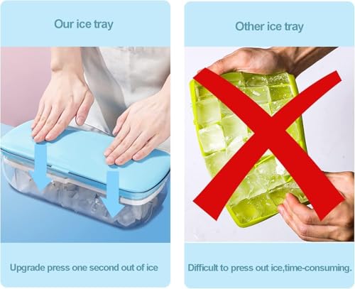 Image of Ice Cube Molds with Lid,Big Silicone Ice Cube Tray for Whiskey,2Inch Square Ice Cube Tray,Easy-Release Ice Mold,Giant Ice Cubes for Bourbon Cocktail (1, Blue-48)