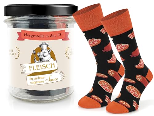 SKIETY - Calcetines Unisex Mujer Hombre - Idea de regalo Drole - Calcetines altos de algodón 70% - Calcetines divertidos - Regalos para mujeres y hombres, Carne enlatada, carne enlatada, 39-42