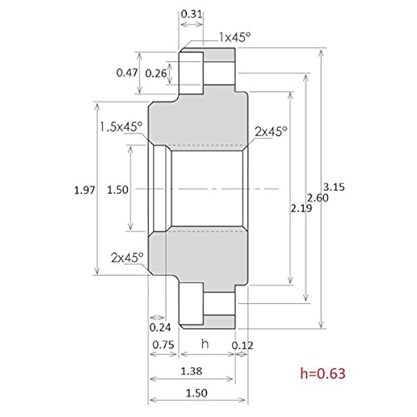 hhip 3900–3112 3 Tall Chuck 1–1/2–8 gänga bakplatta, 7,6 cm